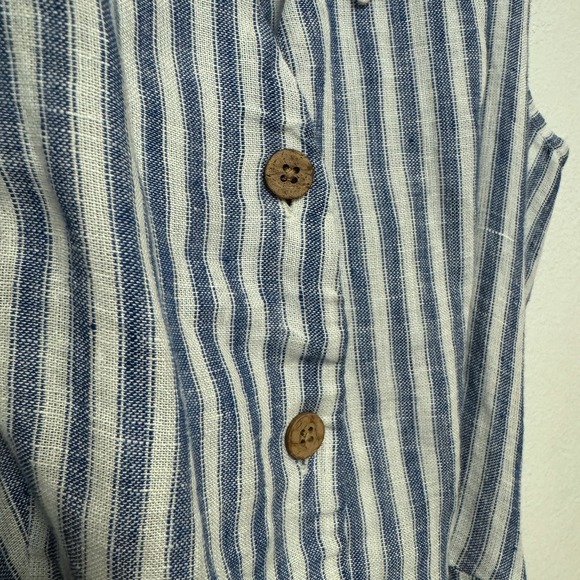 NWOT Margaux Stripe Belted Linen Midi Dress - Sleeveless Button-Front - Picture 5 of 10